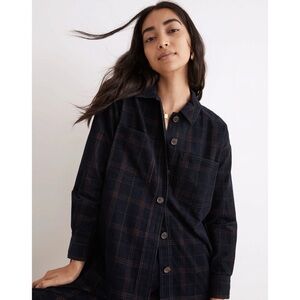 NWT Madewell Corduroy Kentwood Oversized Shirt-Jacket in Plaid